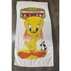 D1 Coming Attraction WB Tweety Bird 54x27" Yellow Beach Towel Looney Tunes